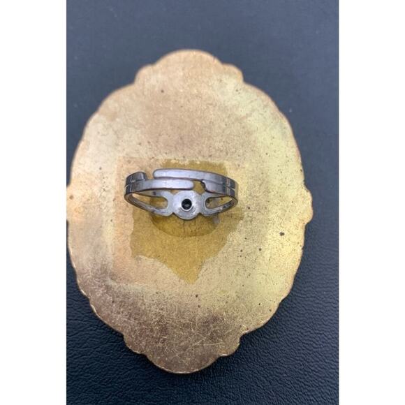 Large Statement Resin / Plastic Cameo Handmade Ring Size 7 Adjustable - Picture 5 of 5